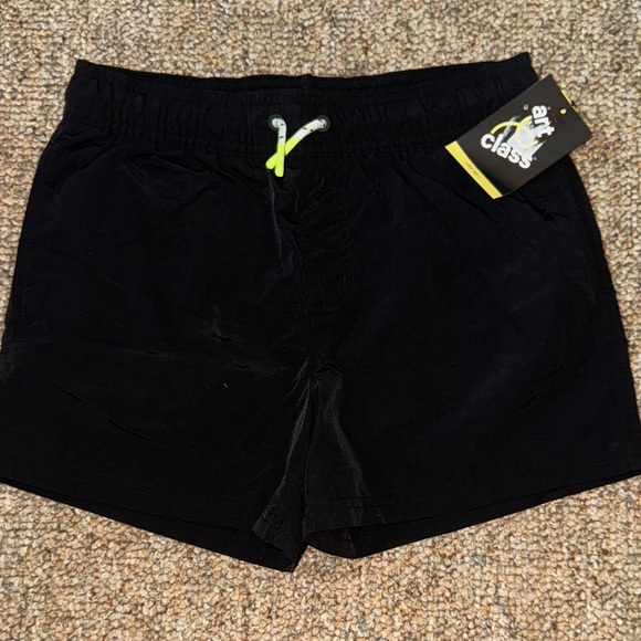 Black Swim Shorts with Neon Drawstring - Picture 1 of 2